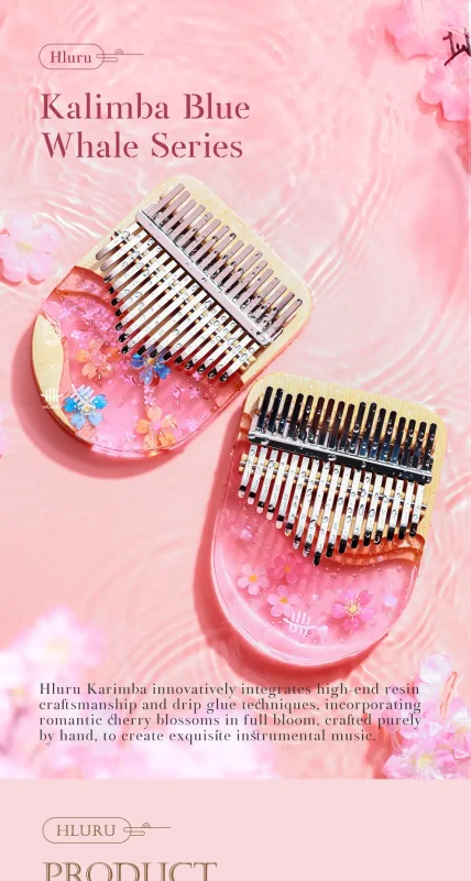 Hluru-17-Key-Solid-Body-Resin-Kalimba-Sakura-Pink_1