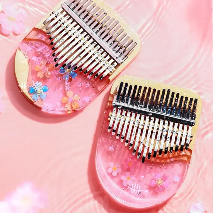 Hluru "Sakura Pink" 17/21 Key Resin Kalimba  - Solid Body - Image 2