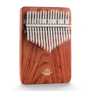 Front-facing Hluru 17 key solid body kalimba made from Zambian Padauk wood