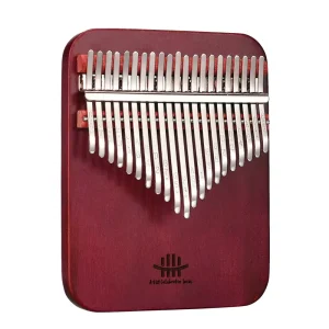Front view of Hluru 21 Key Solid Body Kalimba crafted from Purpleheart wood