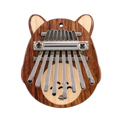 Front view of Hluru 8 Key Mini Totoro Kalimba made with Black Walnut wood